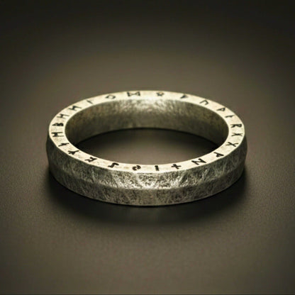 RUNEFORGE RAW - Oxidized Steel - Pure Stainless Steel Men’s Steel - Plated Ring (Size : 22-27) — Rings for Men | THE MEN THING