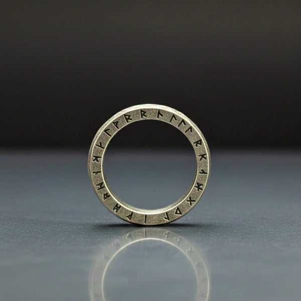 RUNEFORGE RAW - Oxidized Steel - Pure Stainless Steel Men’s Steel - Plated Ring (Size : 22-27)