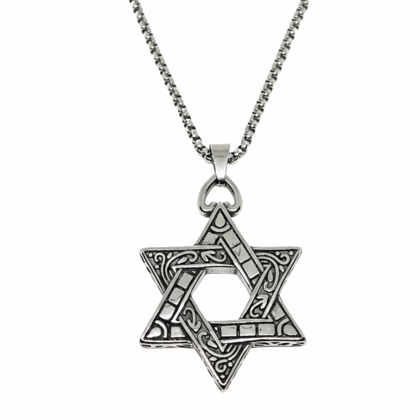 RUNIC STAR - 39mm Titanium Steel Pendant with 24inch Round Box 5mm Chain for Men & Boys - THE MEN THING