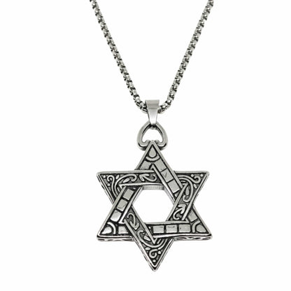 RUNIC STAR - 39mm Titanium Steel Pendant with 24inch Round Box 5mm Chain for Men & Boys - THE MEN THING