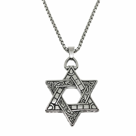 RUNIC STAR - 39mm Titanium Steel Pendant with 24inch Round Box 5mm Chain for Men & Boys - THE MEN THING