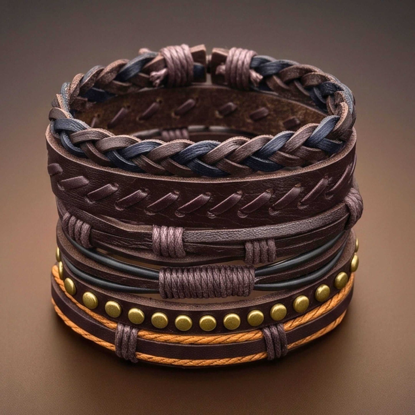 RUSTCORE - 6 Pcs Genuine Leather Adjustable Bracelet for Men & Boys — Leather Bracelet for Men | THE MEN THING