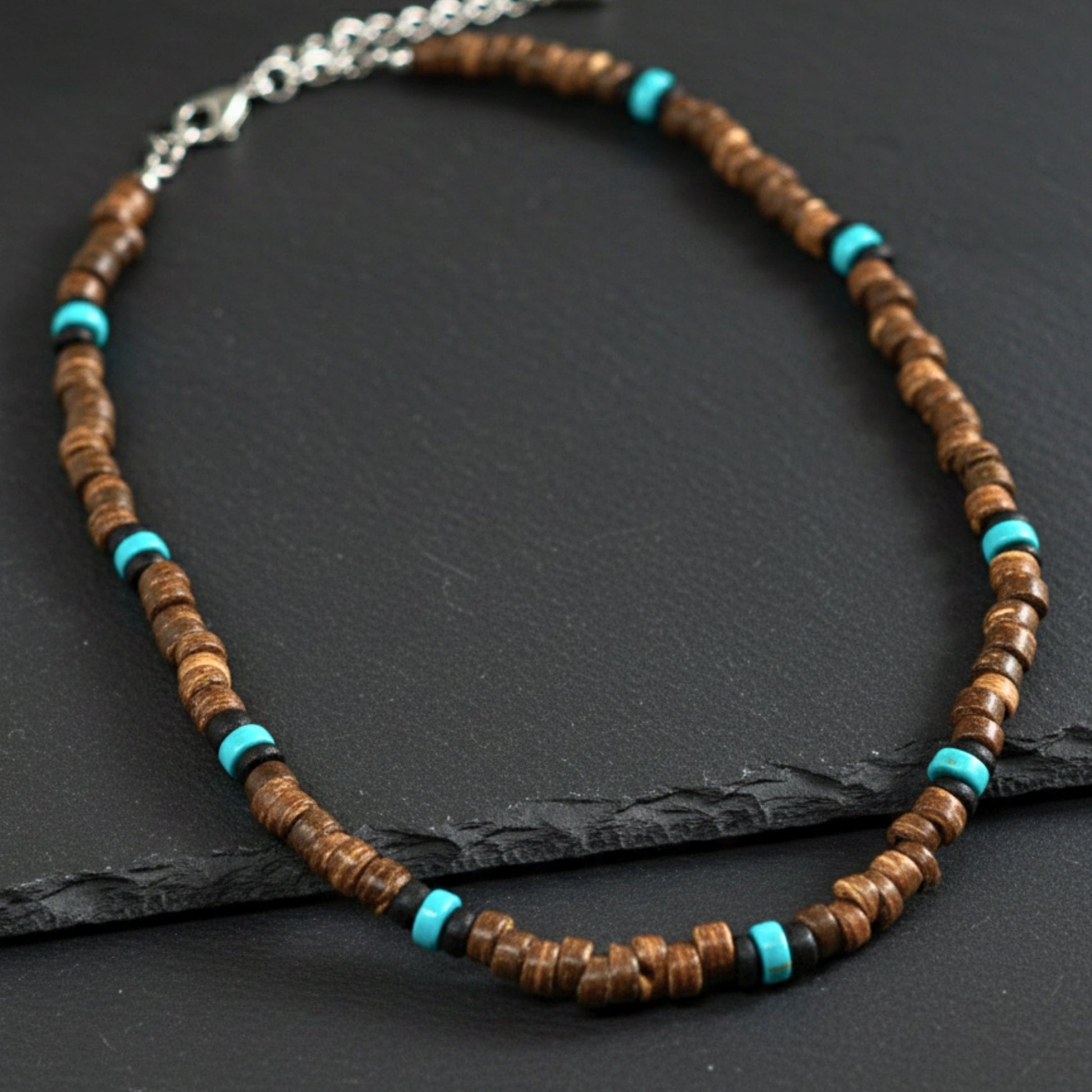 RUSTIC WAVE - 8 mm Beaded Necklace for Men and Boys (20 inches with adjustable cable chain) - THE MEN THING