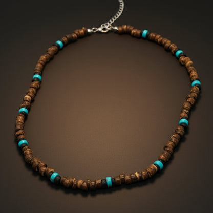 RUSTIC WAVE - 8 mm Beaded Necklace for Men and Boys (20 inches with adjustable cable chain) - THE MEN THING