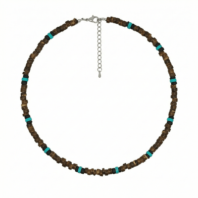 RUSTIC WAVE - 8 mm Beaded Necklace for Men and Boys (20 inches with adjustable cable chain)