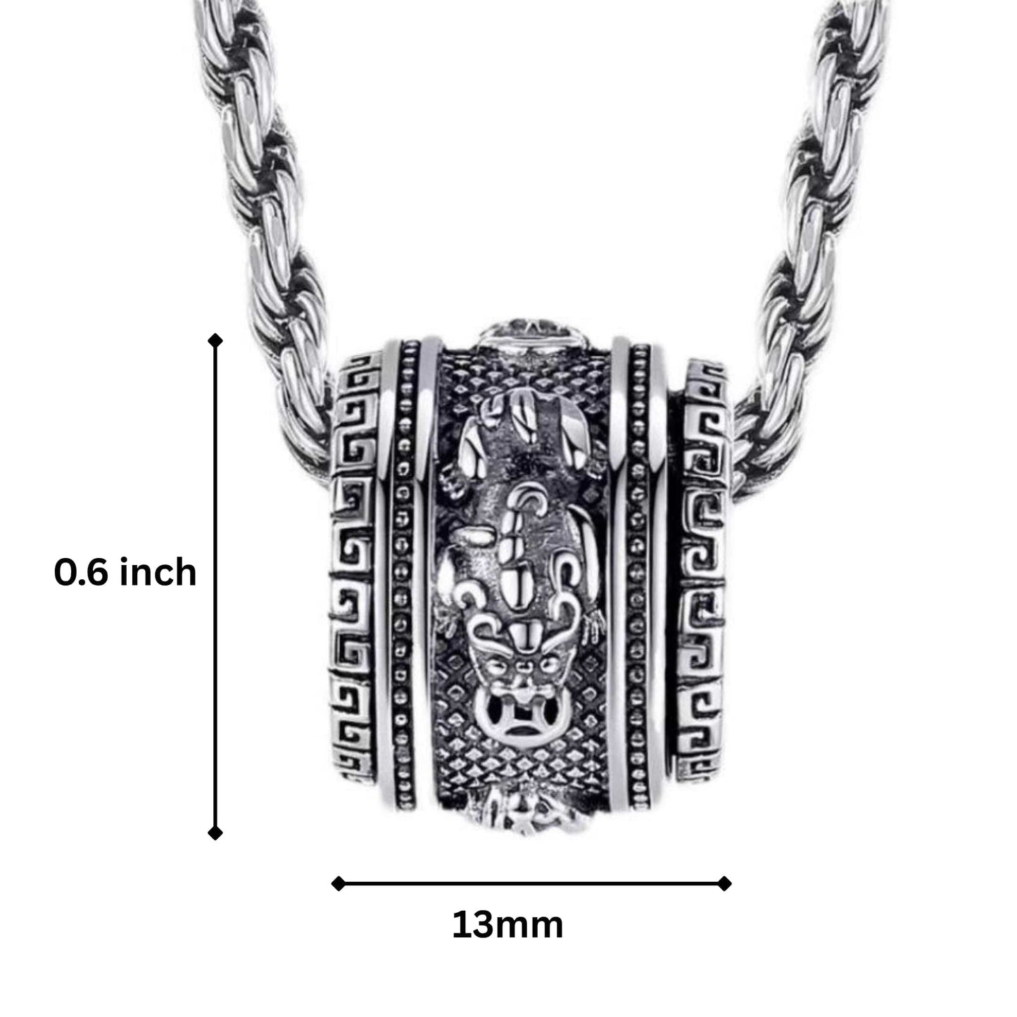 RYXION TITAN - 13mm Titanium Steel Pendant with 21inch Twisted 3mm Chain for Men & Boys — SS Pendant/ Necklace for Men | THE MEN THING