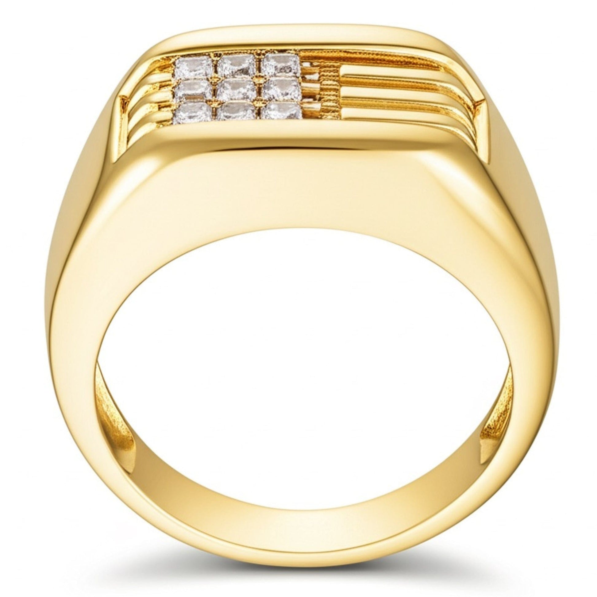Royal Series - ALPHA BLOCK RING - Pure Stainless Steel Men’s Gold-Plated Ring – Statement Luxury Jewelry (Size : 17-21-26) - THE MEN THING
