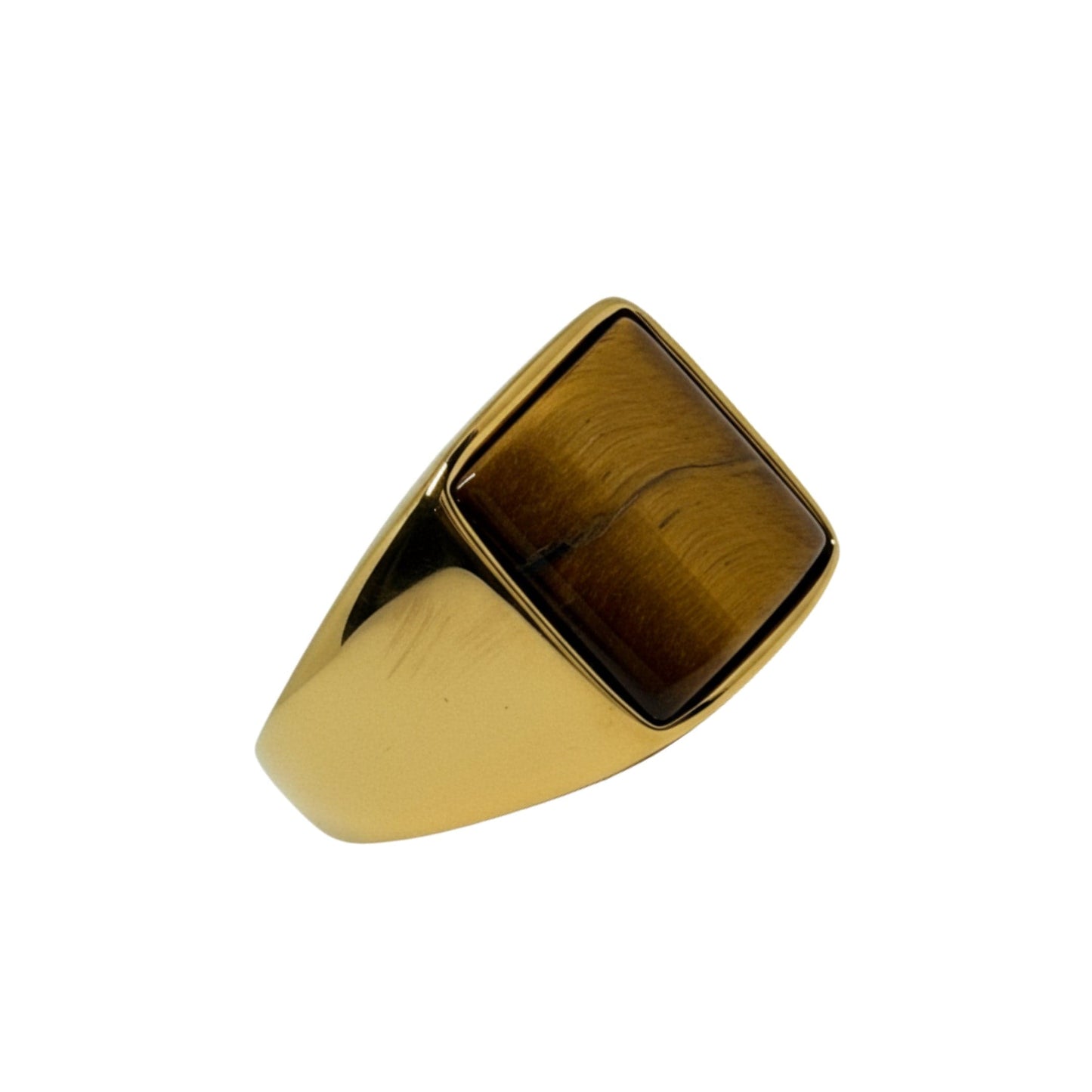 Royal Series - AMBERSTONE CREST RING - Pure Stainless Steel Men’s Gold-Plated Ring – Statement Luxury Jewelry (Size : 16-21-26) - THE MEN THING