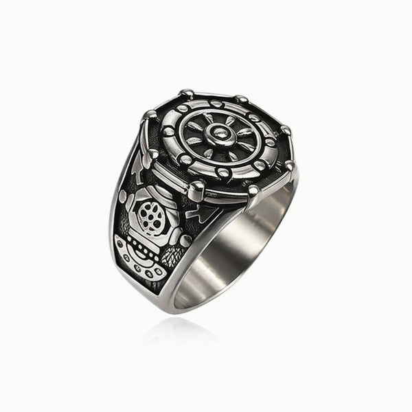 Royal Series - AQUALOR RING - Pure Stainless Steel Men’s Steel-Black-Plated Ring – Statement Luxury Jewelry (Size : 18-21-24)