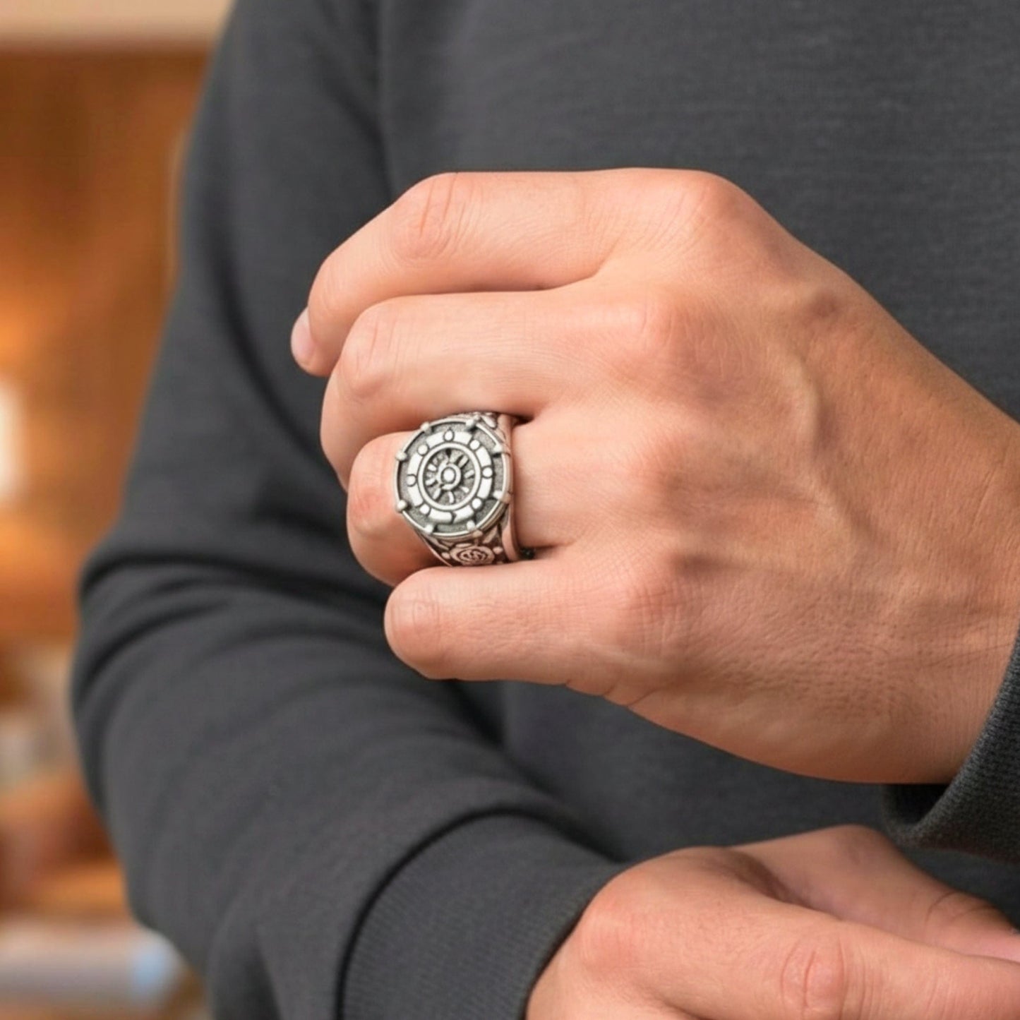 Royal Series - AQUALOR RING - Pure Stainless Steel Men’s Steel-Black-Plated Ring – Statement Luxury Jewelry (Size : 18-21-24) - THE MEN THING