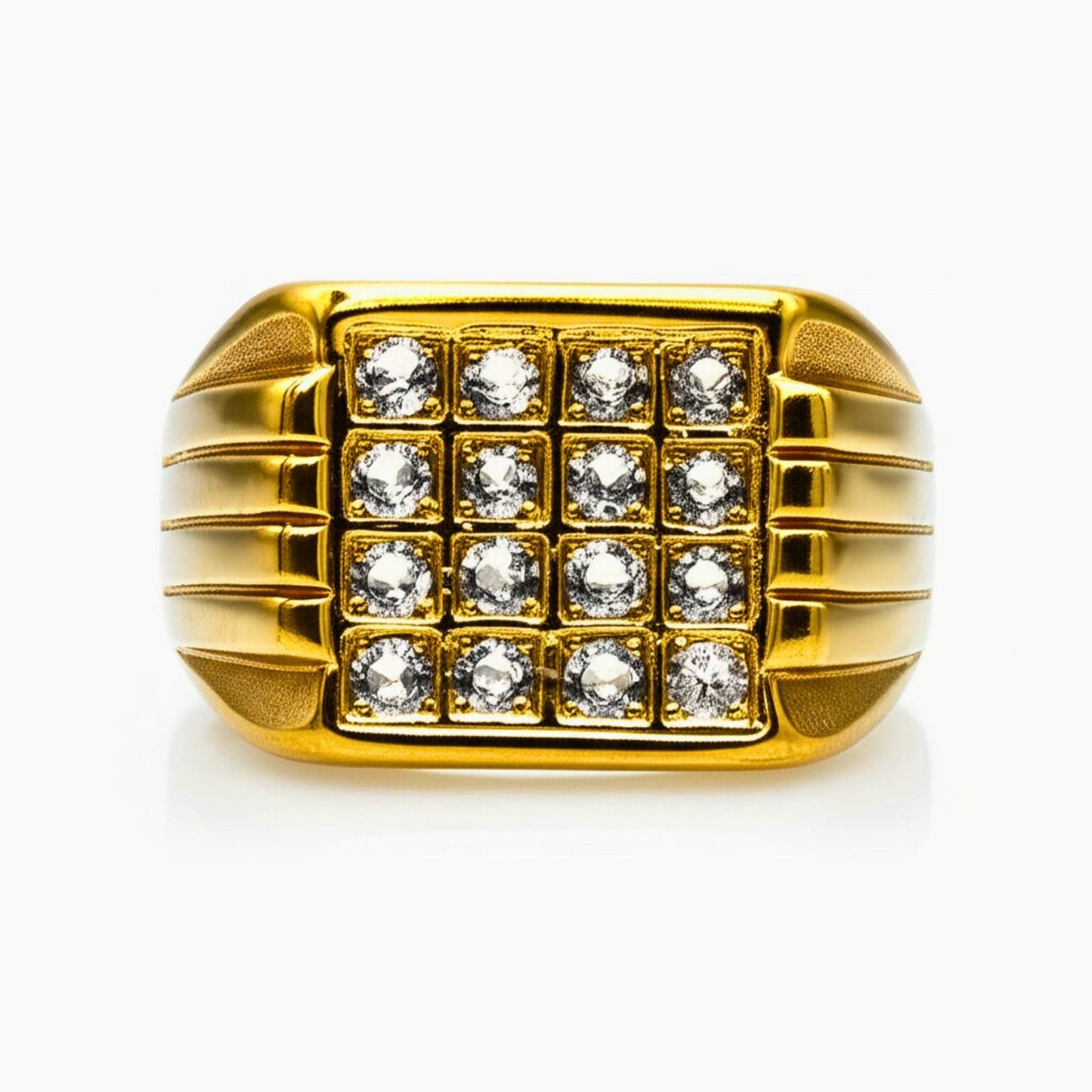 Royal Series - ARCLUME RING - Pure Stainless Steel Men’s Gold-Plated Ring – Statement Luxury Jewelry (Size : 17-19-22-24-27) - THE MEN THING