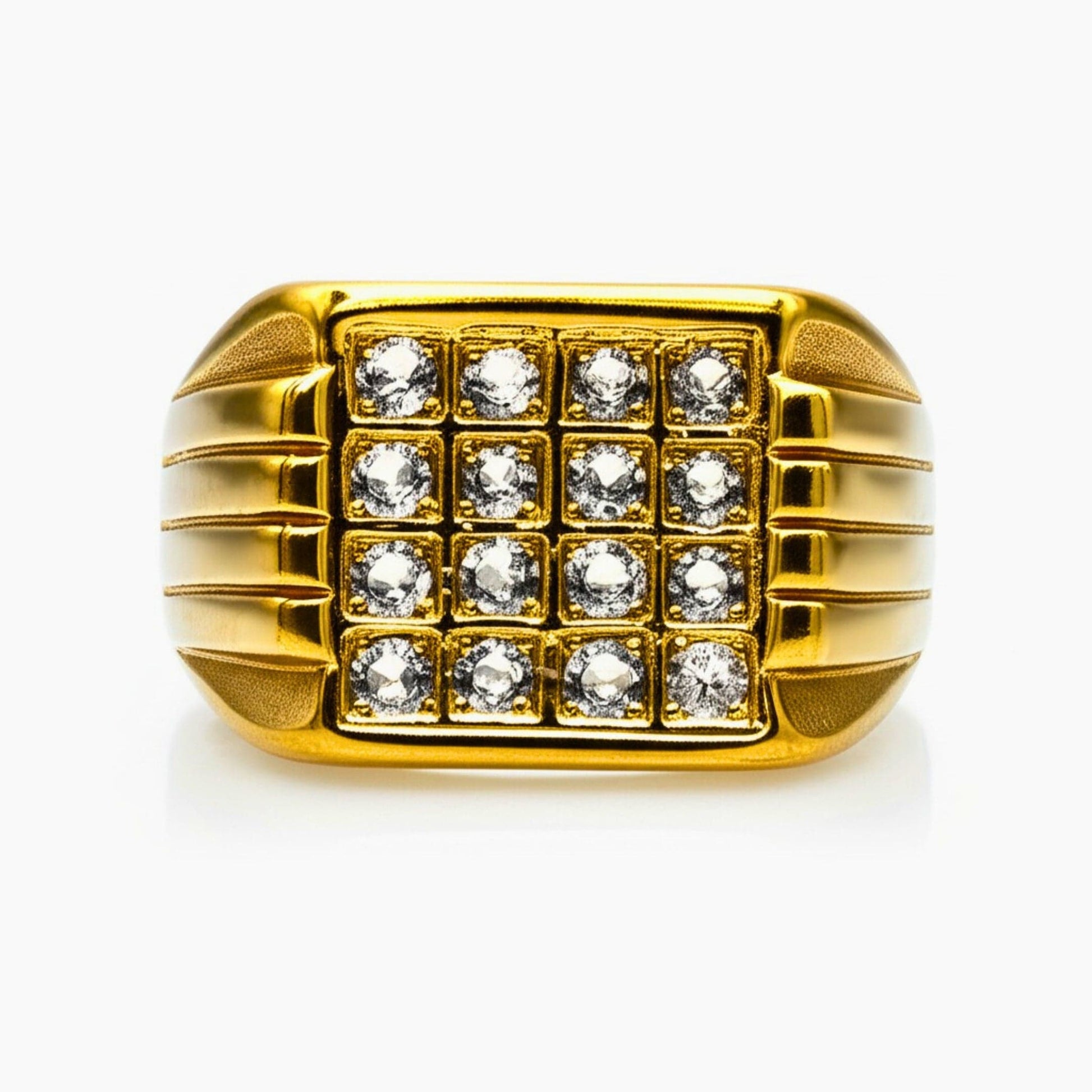 Royal Series - ARCLUME RING - Pure Stainless Steel Men’s Gold-Plated Ring – Statement Luxury Jewelry (Size : 17-19-22-24-27) - THE MEN THING