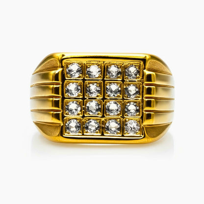 Royal Series - ARCLUME RING - Pure Stainless Steel Men’s Gold-Plated Ring – Statement Luxury Jewelry (Size : 17-19-22-24-27) - THE MEN THING