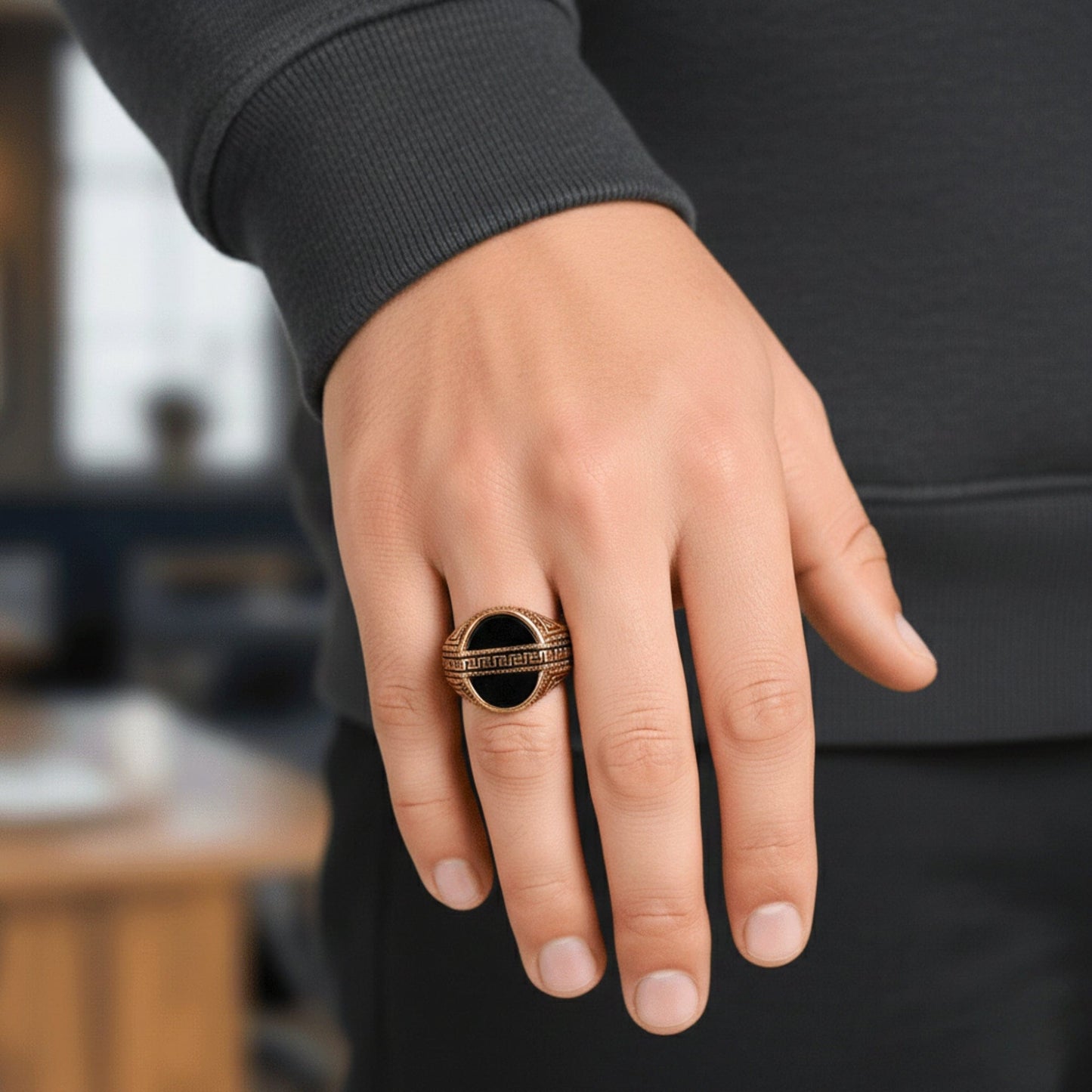 Royal Series - AURELIAN MAZE RING - Pure Stainless Steel Men’s Gold-Plated Ring – Statement Luxury Jewelry (Size : 16-21-23-26) — Rings for Men | THE MEN THING