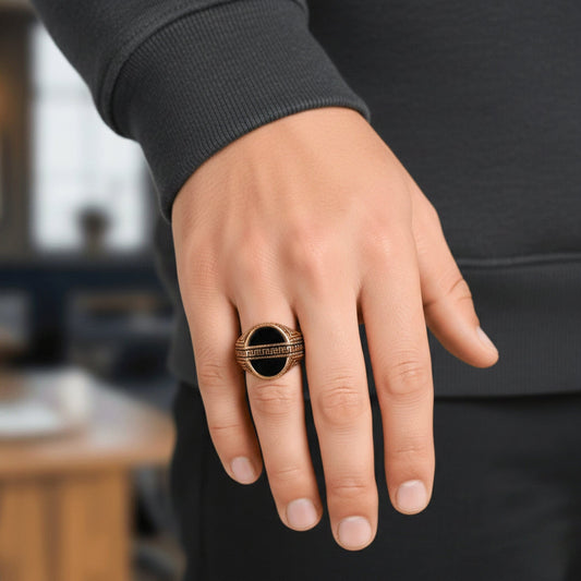 Royal Series - AURELIAN MAZE RING - Pure Stainless Steel Men’s Gold-Plated Ring – Statement Luxury Jewelry (Size : 16-21-23-26) — Rings for Men | THE MEN THING