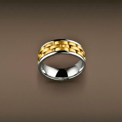 Royal Series - AUREX RING - Pure Stainless Steel Men’s Gold-Steel-Plated Ring – Statement Luxury Jewelry (Size : 17-19-22-25-27) - THE MEN THING