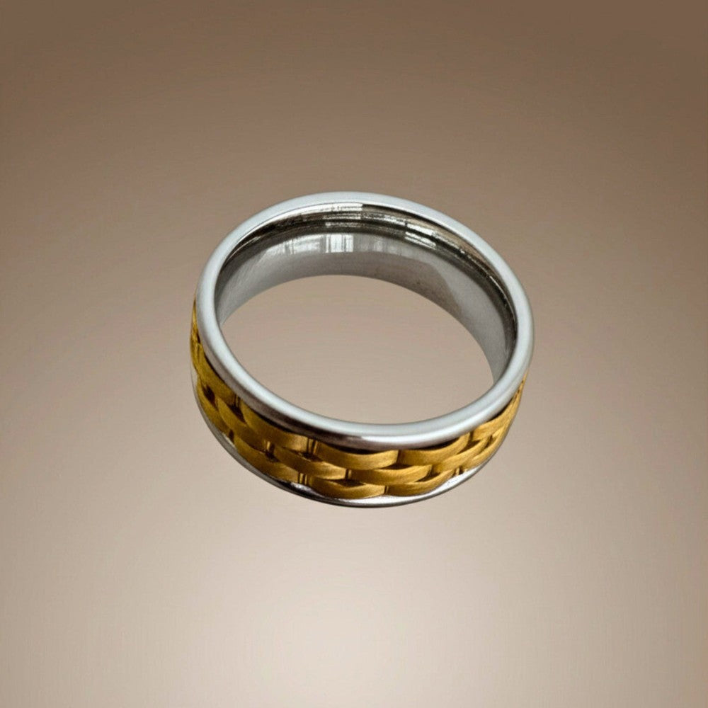 Royal Series - AUREX RING - Pure Stainless Steel Men’s Gold-Steel-Plated Ring – Statement Luxury Jewelry (Size : 17-19-22-25-27) - THE MEN THING