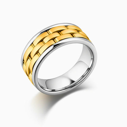 Royal Series - AUREX RING - Pure Stainless Steel Men’s Gold-Steel-Plated Ring – Statement Luxury Jewelry (Size : 17-19-22-25-27) - THE MEN THING