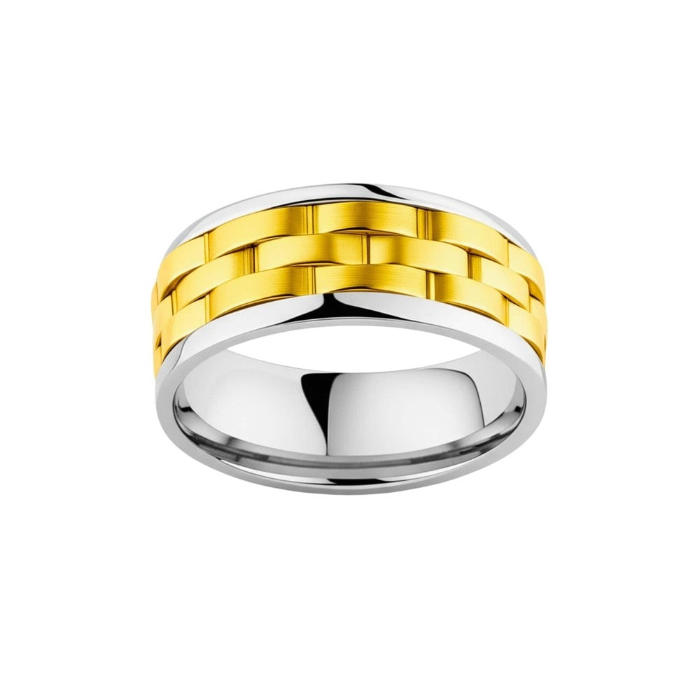 Royal Series - AUREX RING - Pure Stainless Steel Men’s Gold-Steel-Plated Ring – Statement Luxury Jewelry (Size : 17-19-22-25-27) - THE MEN THING