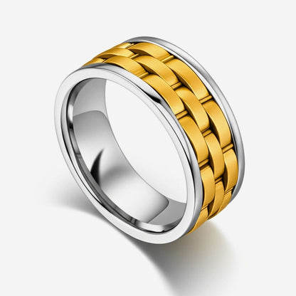 Royal Series - AUREX RING - Pure Stainless Steel Men’s Gold-Steel-Plated Ring – Statement Luxury Jewelry (Size : 17-19-22-25-27) - THE MEN THING