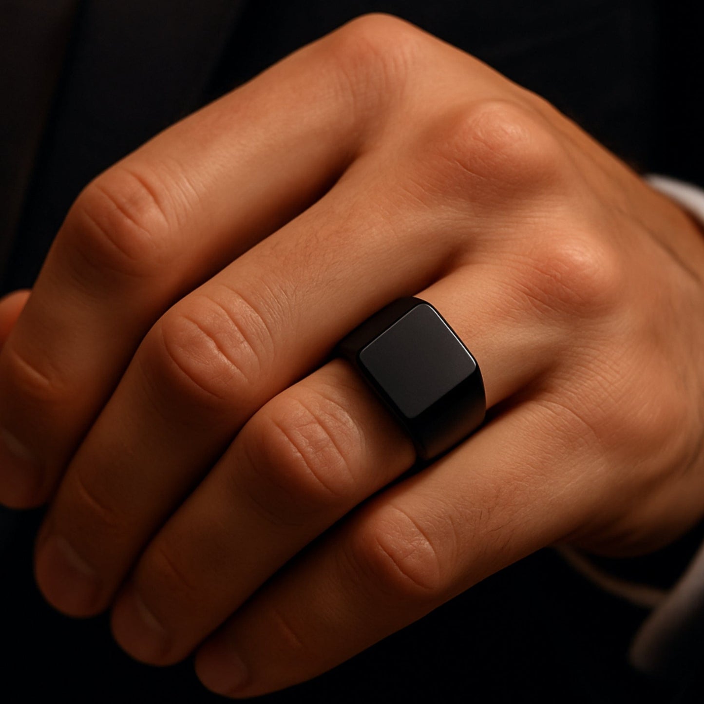 Royal Series - BLACK CODE RING - Pure Stainless Steel Men’s Steel-Plated Black Ring – Statement Luxury Jewelry (Size : 17-19-22) - THE MEN THING