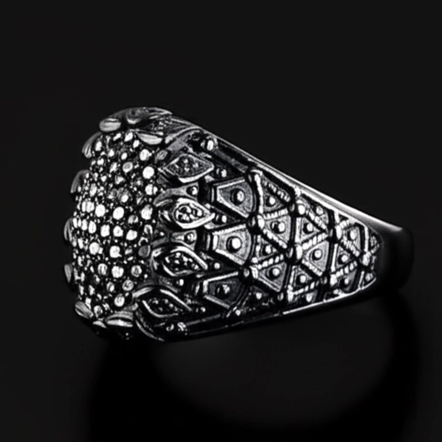 Royal Series - BLACK DOMINION RING - Pure Stainless Steel Men’s Black-Plated Ring – Statement Luxury Jewelry (Size : 19-21-23) - THE MEN THING
