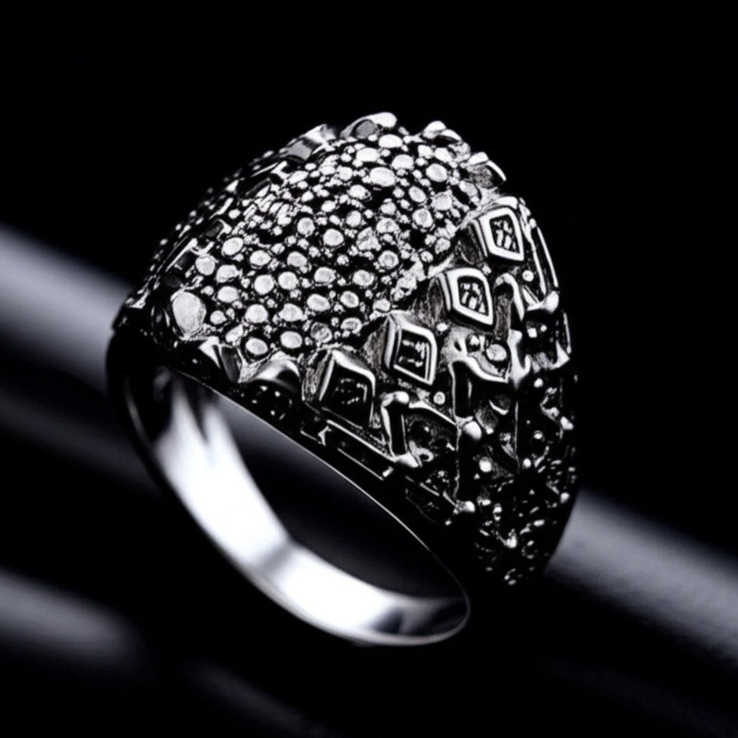 Royal Series - BLACK DOMINION RING - Pure Stainless Steel Men’s Black-Plated Ring – Statement Luxury Jewelry (Size : 19-21-23) - THE MEN THING