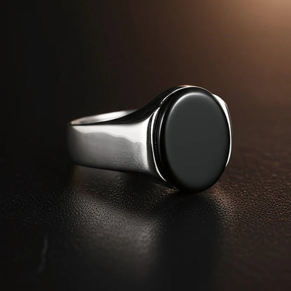 Royal Series - BLACK ECLIPSE REGENT - Pure Stainless Steel Men’s Steel-Plated Ring – Statement Luxury Jewelry (Size : 22-25-27) - THE MEN THING