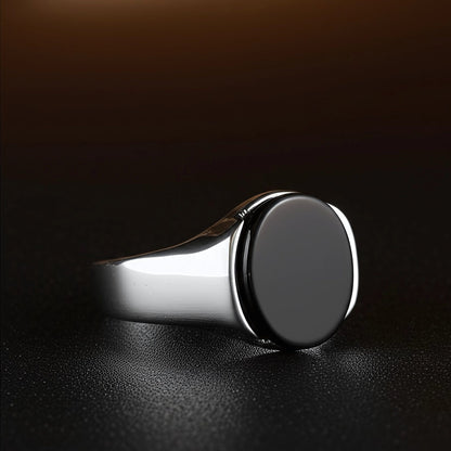 Royal Series - BLACK ECLIPSE REGENT - Pure Stainless Steel Men’s Steel-Plated Ring – Statement Luxury Jewelry (Size : 22-25-27) - THE MEN THING
