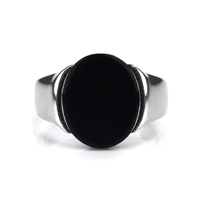Royal Series - BLACK ECLIPSE REGENT - Pure Stainless Steel Men’s Steel-Plated Ring – Statement Luxury Jewelry (Size : 22-25-27) - THE MEN THING