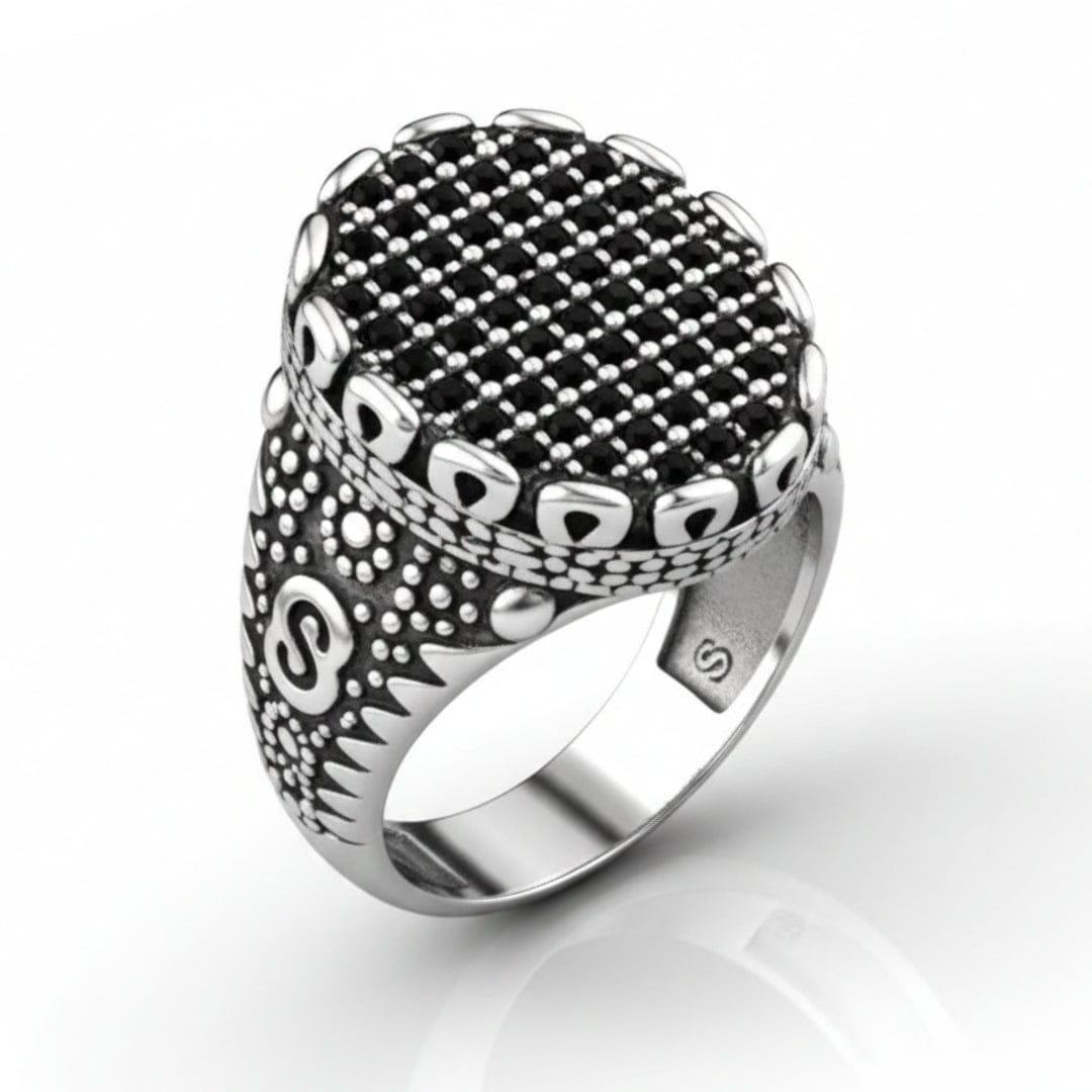 Royal Series - BLACK FORGE RING - Pure Stainless Steel Men’s Steel-Plated Ring – Statement Luxury Jewelry (Size : 17-22-27) - THE MEN THING