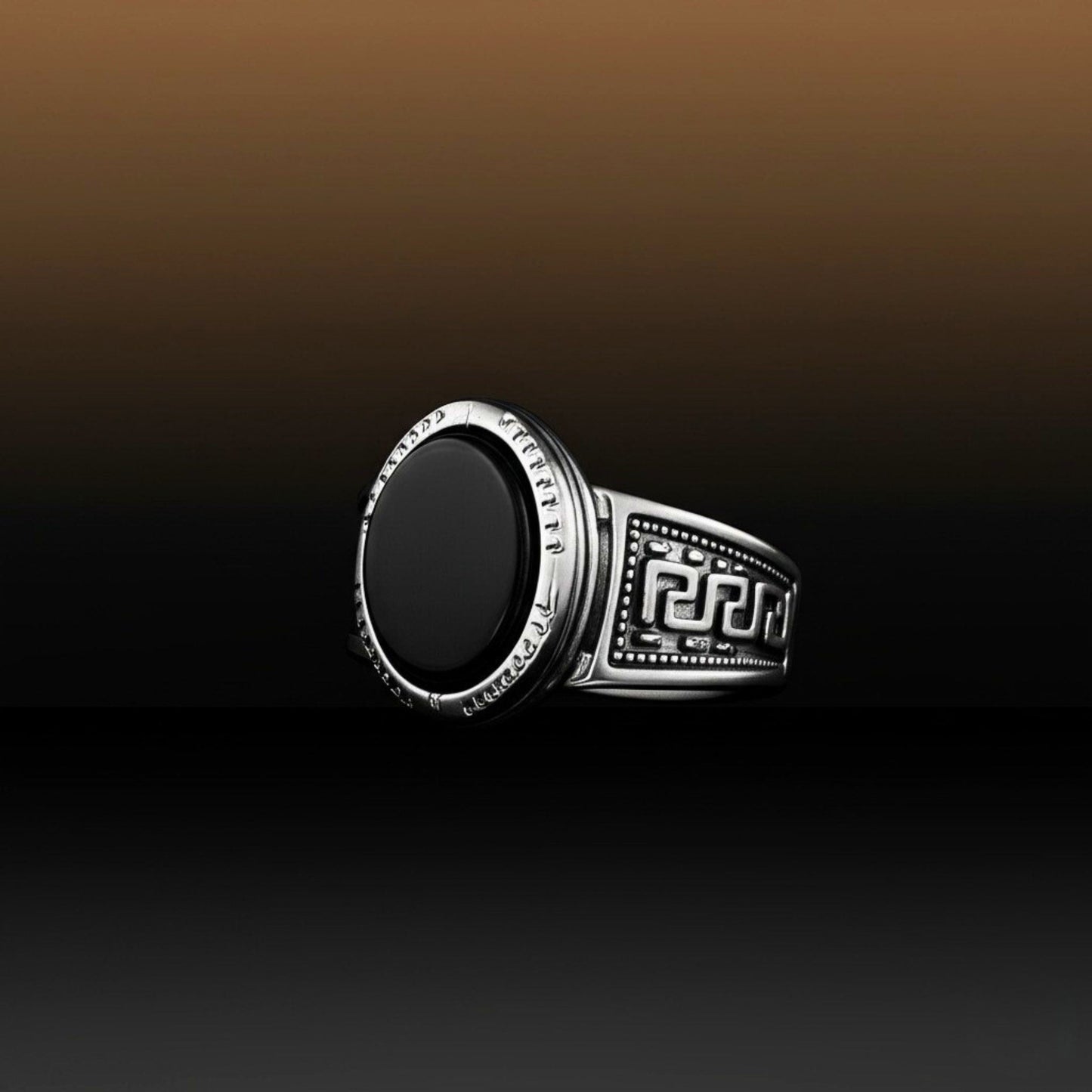 Royal Series - BLACK PYRE SIGNET RING - Pure Stainless Steel Men’s Steel-Plated Ring – Statement Luxury Jewelry (Size : -17-19-21-24-27) - THE MEN THING