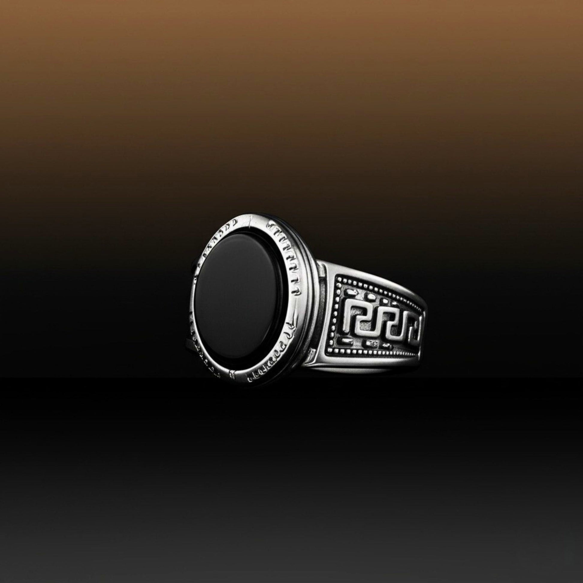 Royal Series - BLACK PYRE SIGNET RING - Pure Stainless Steel Men’s Steel-Plated Ring – Statement Luxury Jewelry (Size : -17-19-21-24-27) - THE MEN THING