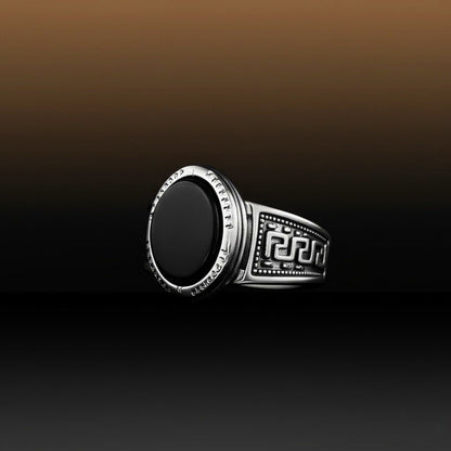 Royal Series - BLACK PYRE SIGNET RING - Pure Stainless Steel Men’s Steel-Plated Ring – Statement Luxury Jewelry (Size : -17-19-21-24-27) - THE MEN THING