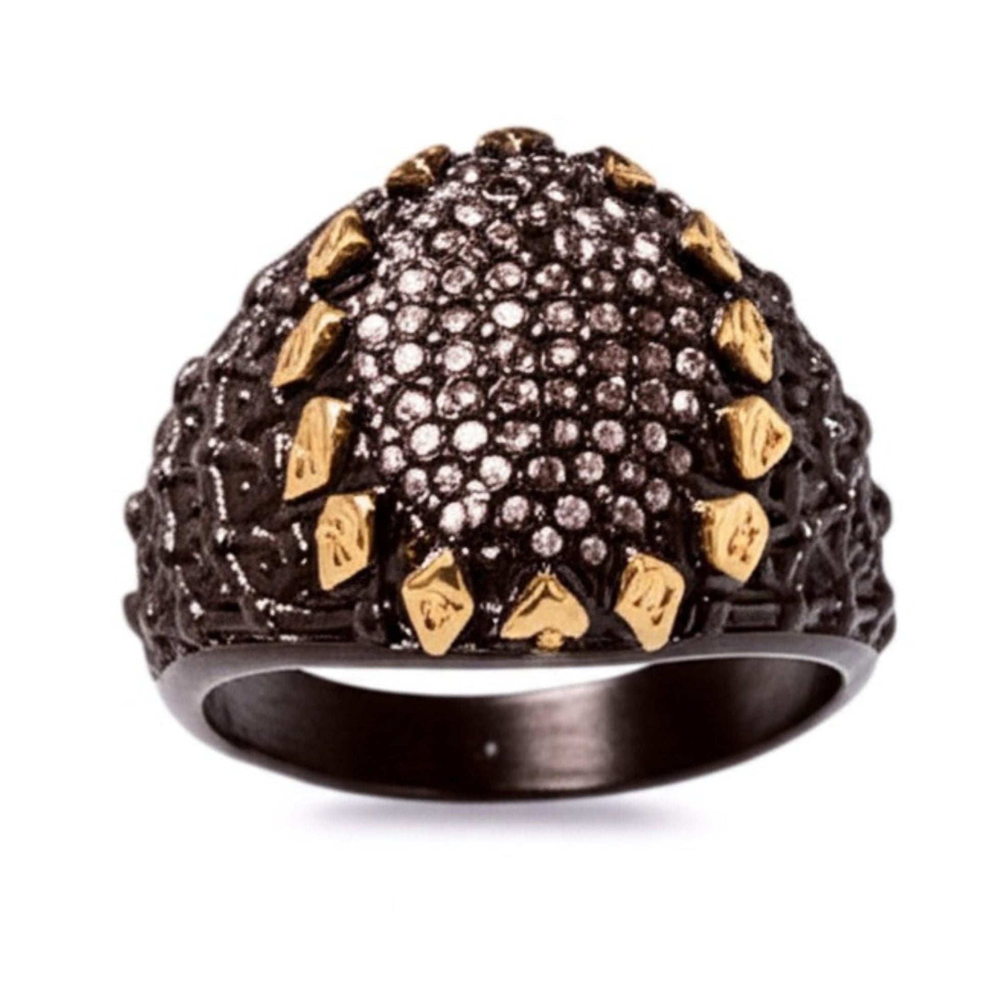 Royal Series - BLACK SPIRE EMBER RING - Pure Stainless Steel Men’s Black-Gold-Plated Ring – Statement Luxury Jewelry (Size : 16-19-21-22-24-26-27) - THE MEN THING