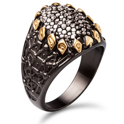 Royal Series - BLACK SPIRE EMBER RING - Pure Stainless Steel Men’s Black-Gold-Plated Ring – Statement Luxury Jewelry (Size : 16-19-21-22-24-26-27) - THE MEN THING