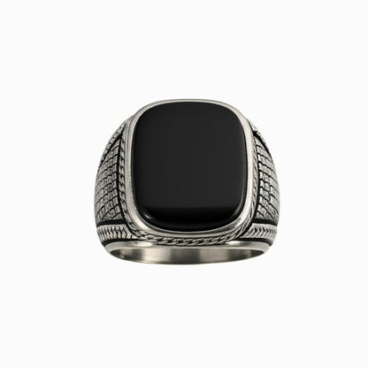 Royal Series - BLACK VALOR RING - Pure Stainless Steel Men’s Steel-Plated Ring – Statement Luxury Jewelry (Size : 19-22-24-27) - THE MEN THING