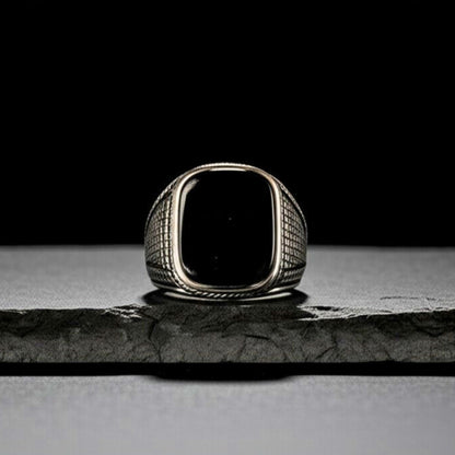 Royal Series - BLACK VALOR RING - Pure Stainless Steel Men’s Steel-Plated Ring – Statement Luxury Jewelry (Size : 19-22-24-27) - THE MEN THING