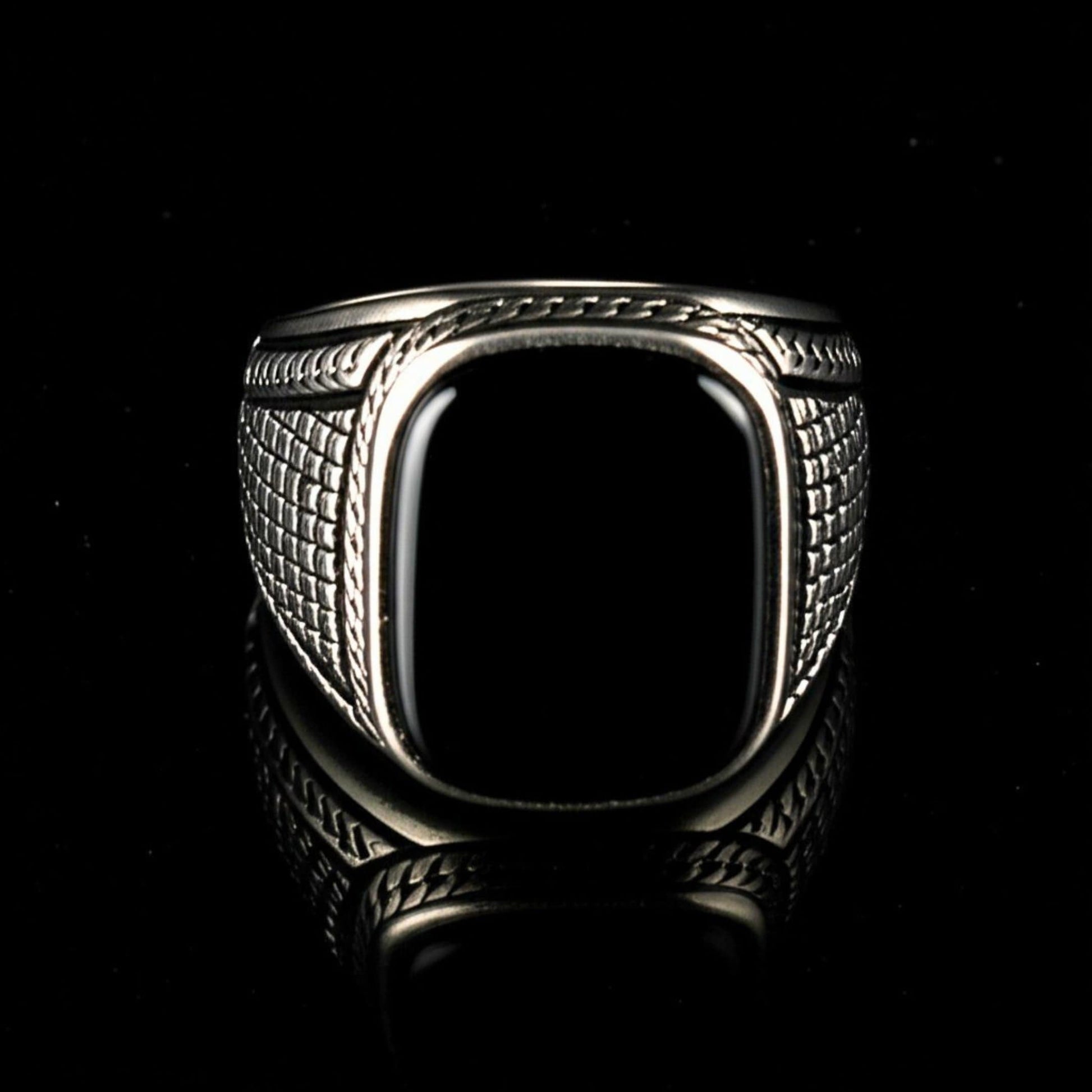 Royal Series - BLACK VALOR RING - Pure Stainless Steel Men’s Steel-Plated Ring – Statement Luxury Jewelry (Size : 19-22-24-27) - THE MEN THING