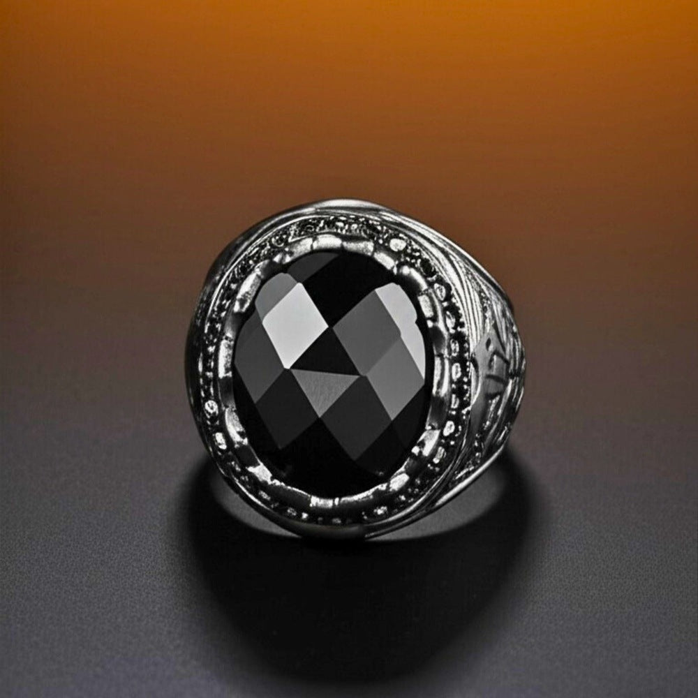 Royal Series - BLACKFIRE SIGNET RING - Pure Stainless Steel Men’s Black-Plated Ring – Statement Luxury Jewelry (Size : 18-21-23) — Rings for Men | THE MEN THING