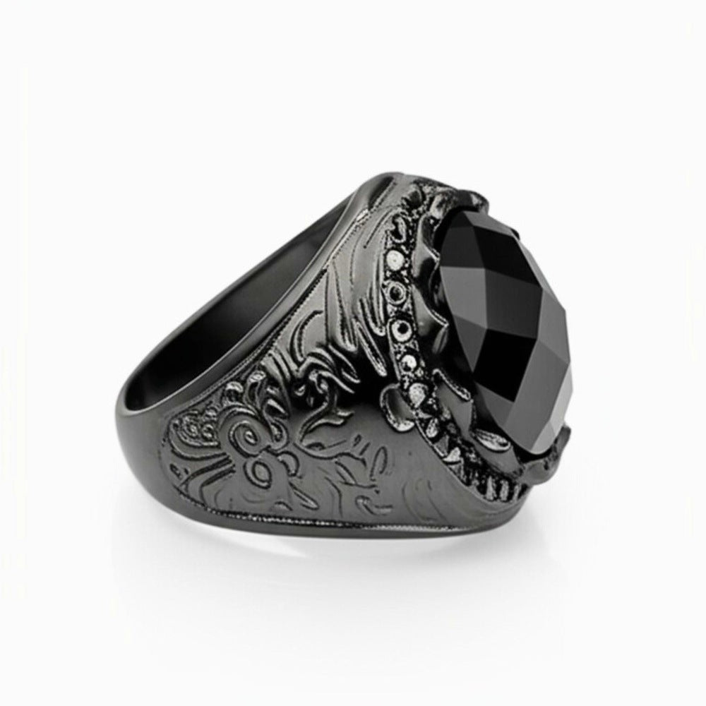 Royal Series - BLACKFIRE SIGNET RING - Pure Stainless Steel Men’s Black-Plated Ring – Statement Luxury Jewelry (Size : 18-21-23) — Rings for Men | THE MEN THING