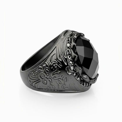 Royal Series - BLACKFIRE SIGNET RING - Pure Stainless Steel Men’s Black-Plated Ring – Statement Luxury Jewelry (Size : 18-21-23) — Rings for Men | THE MEN THING