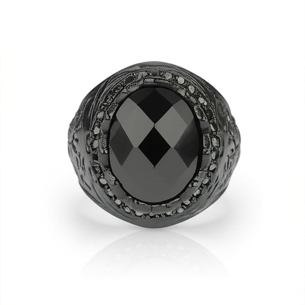 Royal Series - BLACKFIRE SIGNET RING - Pure Stainless Steel Men’s Black-Plated Ring – Statement Luxury Jewelry (Size : 18-21-23) — Rings for Men | THE MEN THING