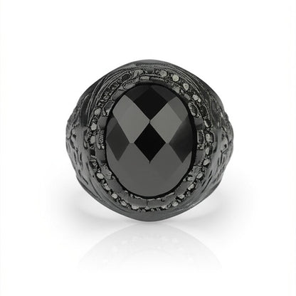 Royal Series - BLACKFIRE SIGNET RING - Pure Stainless Steel Men’s Black-Plated Ring – Statement Luxury Jewelry (Size : 18-21-23) — Rings for Men | THE MEN THING