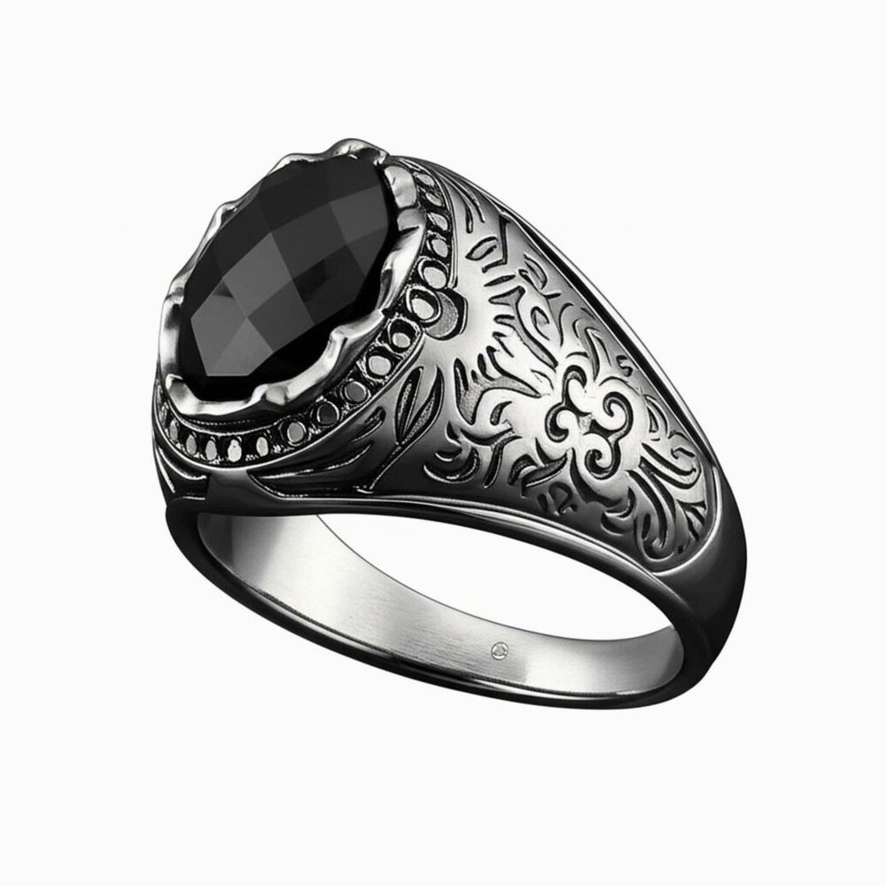 Royal Series - BLACKFIRE SIGNET RING - Pure Stainless Steel Men’s Black-Plated Ring – Statement Luxury Jewelry (Size : 18-21-23) — Rings for Men | THE MEN THING