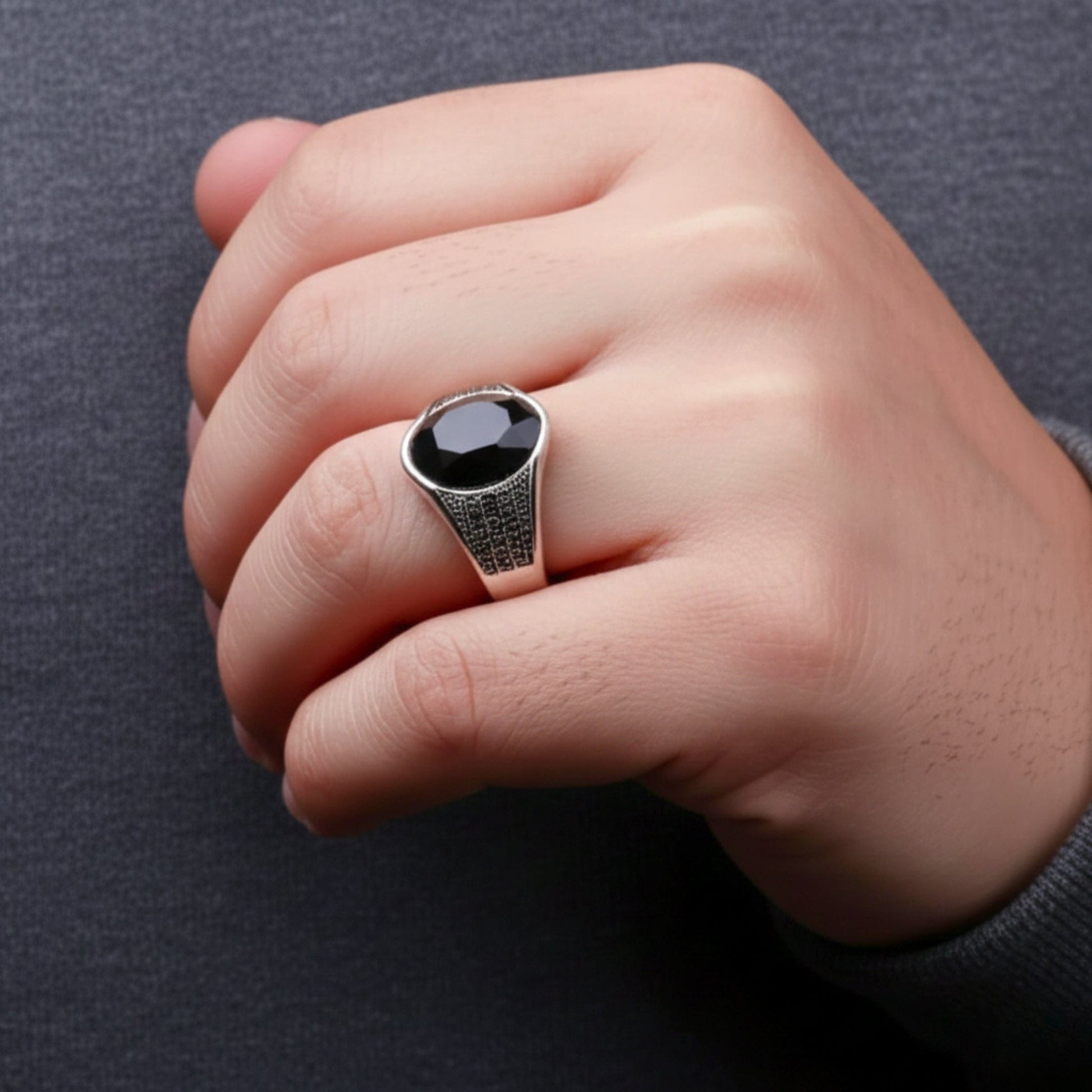 Royal Series - BLACKSTONE ELITE RING - Pure Stainless Steel Men’s Steel-Plated Ring – Statement Luxury Jewelry (Size : 16-17-22-27) - THE MEN THING