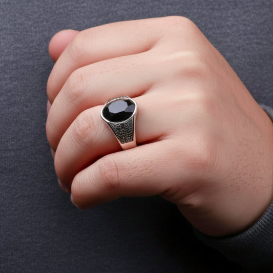 Royal Series - BLACKSTONE ELITE RING - Pure Stainless Steel Men’s Steel-Plated Ring – Statement Luxury Jewelry (Size : 16-17-22-27) - THE MEN THING
