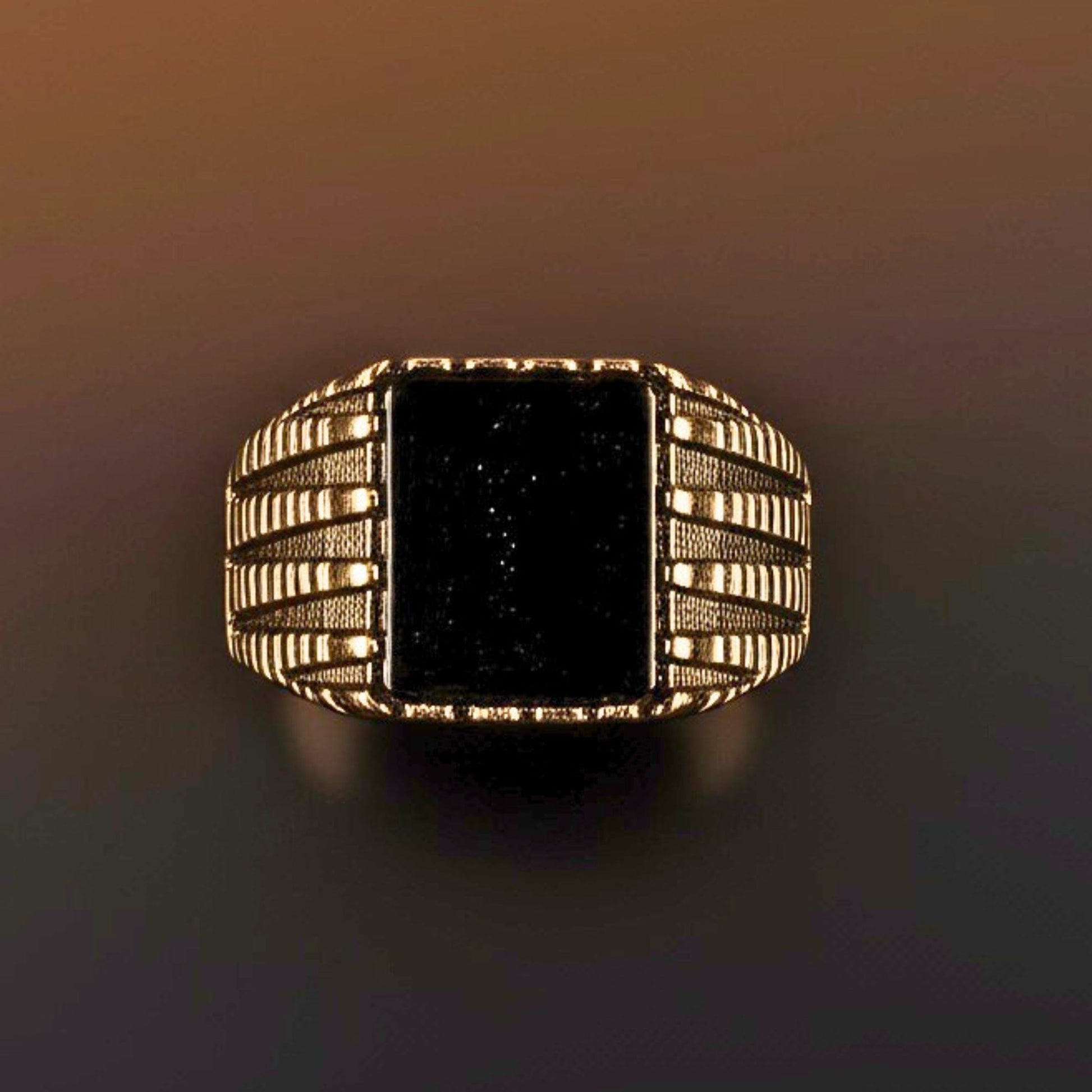 Royal Series - BLACKSTONE SOVEREIGN RING - Pure Stainless Steel Men’s Rose Gold-Plated Ring – Statement Luxury Jewelry (Size : 16-19-21-24) - THE MEN THING