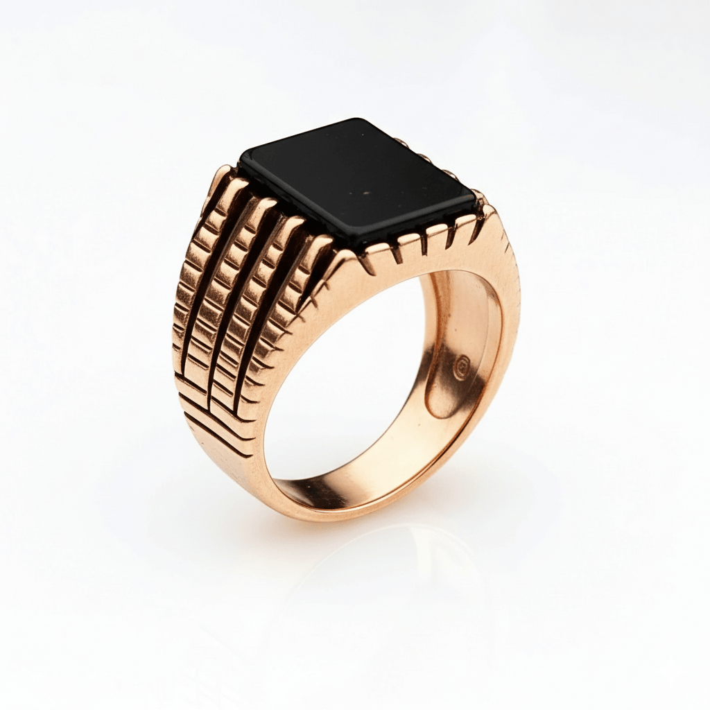 Royal Series - BLACKSTONE SOVEREIGN RING - Pure Stainless Steel Men’s Rose Gold-Plated Ring – Statement Luxury Jewelry (Size : 16-19-21-24) - THE MEN THING