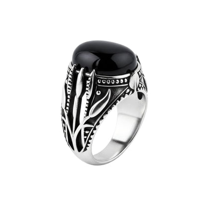 Royal Series - BLACKTHORN REGENT RING - Pure Stainless Steel Men’s Steel-Black-Plated Ring – Statement Luxury Jewelry (Size : 19-21-24) - THE MEN THING